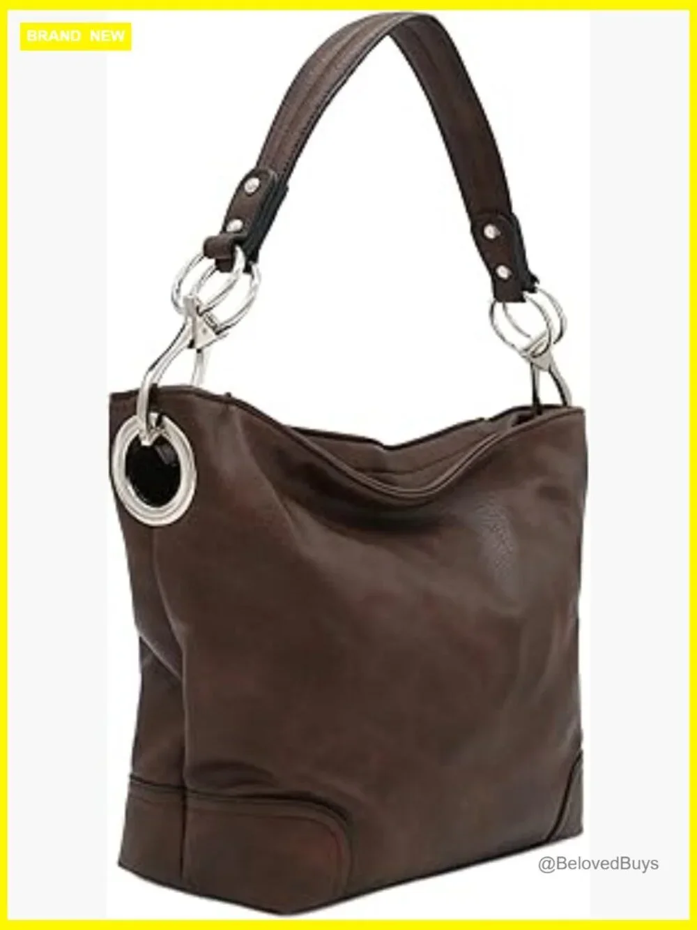 Hobo Shoulder Bag with Big Snap Hook Hardware